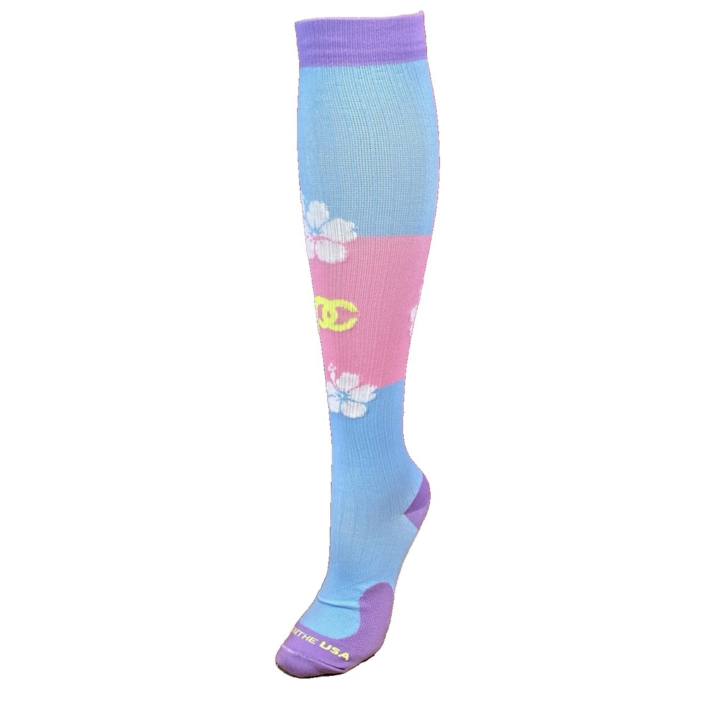 Womens Pro Compression Marathon Pink & Blue OTC Compression Knee Socks sz S?M